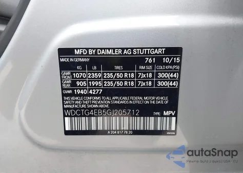 2016 Mercedes-Benz Gla 250 z USA, uszkodzony, nr VIN WDCTG4EB5GJ205712